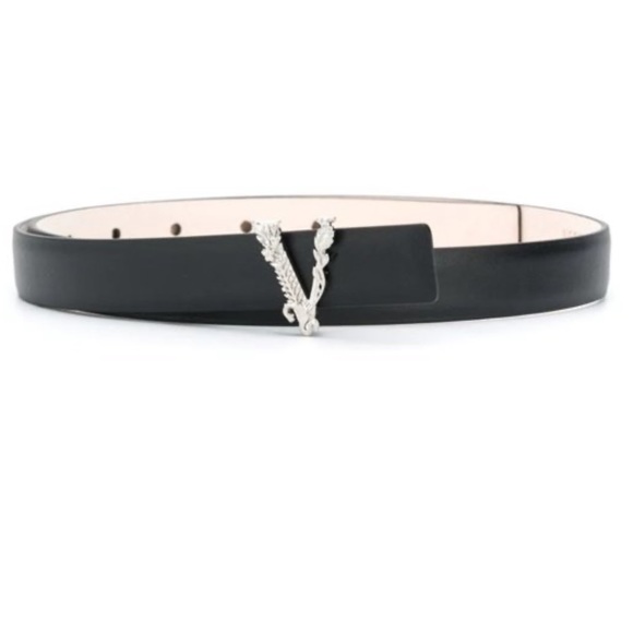 NEW WITH TAGS - VERSACE Virtus Silver Logo Belt Black - size 75/30 main image 4